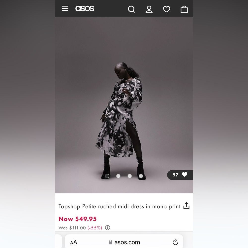 ASOS Topshop Petite ruched midi dress - Size US 6